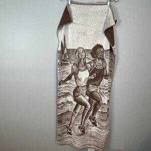 Vintage Lintex Towel Runners on Beach Brown Reversible Brazil 27 x 56"